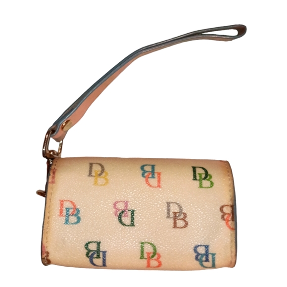 Dooney & Bourke Cream Beige Multicolor Monogram DB Logo Magnet Wallet. V… - Picture 2 of 4